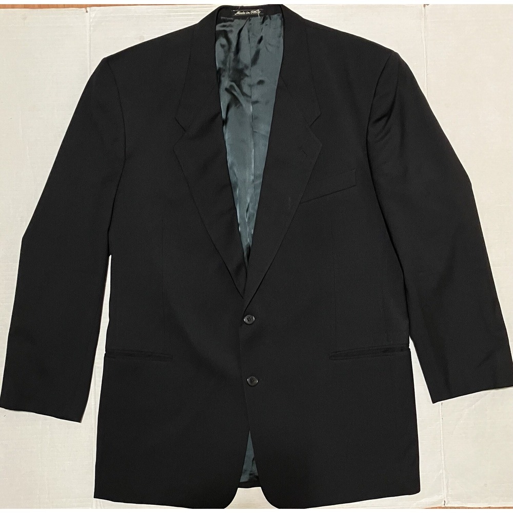 Neiman Marcus Mani Wool Black Blazer Sport Jacket Size 43L Coat Casual Italy